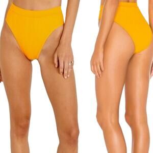 L*Space Frenchi Bitsy Cut Ribbed Bikini Bottom - Yellow NWOT Size Large